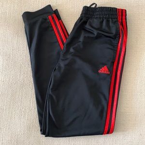 Adidas Boys Black & Red Striped Track Warm Up Pants